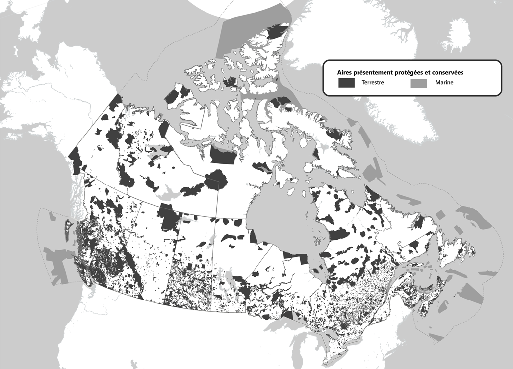 Figure 5.1 : Les  terres et les eaux protégées et conservées du Canada